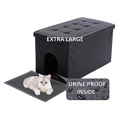 MEEXPAWS Cat Litter Box Enclosure Furniture Hidden, Cat Washroom Bench Storage Cabinet | Extra Large 36'' x 20'' x 20''| Dog Proof | Waterproof Inside/Easy Clean | Easy Assembly | Odor Contro - WoodArtSupply