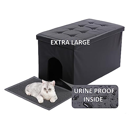 MEEXPAWS Cat Litter Box Enclosure Furniture Hidden, Cat Washroom Bench Storage Cabinet | Extra Large 36'' x 20'' x 20''| Dog Proof | Waterproof Inside/Easy Clean | Easy Assembly | Odor Control MEEXPAWS