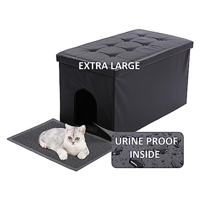 MEEXPAWS Cat Litter Box Enclosure Furniture Hidden, Cat Washroom Bench Storage Cabinet | Extra Large 36'' x 20'' x 20''| Dog Proof | Waterproof Inside/Easy Clean | Easy Assembly | Odor Control