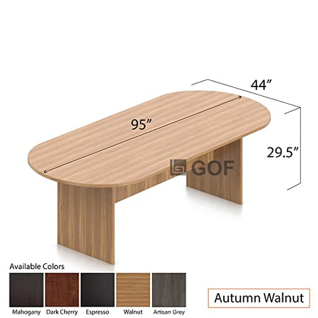 GOF 6FT, 8FT, 10FT Conference Table Chair (G11776) Set, Dark Cherry, Espresso, Mahogany, Walnut, Artisan Grey (8FT Table Only, Walnut) GOF