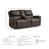 Signature Design by Ashley Boxmere Modern Leather Match Power Reclining Loveseat with Console and USB Ports, Dark Brown Signature Design by Ashley
