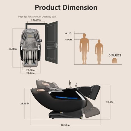Gethope 4D Massage Chair Full Body - 53.2" Ultra Long SL-Track Massage Chair Zero Gravity Massage Recliner with Foot Roller, 10 Modes 6 Technique, 32 Airbags, 3 Core Heating, AI Voice, Yoga Stretch Gethope