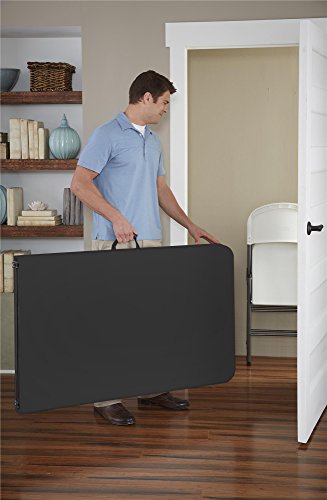 COSCO Fold-in-Half Banquet Table w/Handle, 8ft, Black Cosco