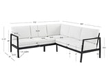 Linon Greyton Black Aluminum Frame Outdoor Sectional with White Removable Cushions Linon