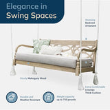 Cambridge Casual Renley Mahogany Porch Swing Bed with Oyster Cushion – Outdoor Hanging Swing Daybed for Patio, Backyard, or Garden – Durable Solid Wood, Weather-Resistant Cambridge Casual