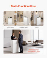 VEVOR Reception Desk, 23.6 inch Rectangular Front Counter Table, Modern Office Reception Desk with Drawer, Small Minimalist Retail Counter Table for Checkout, Lobby, Beauty Salon and Office, White VEVOR