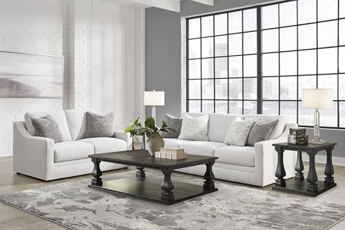 Signature Design by Ashley Maitelynn Contemporary Loveseat with Accent Pillows, Reversible Cushions and Sloped Arms, Light Gray Signature Design by Ashley