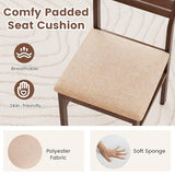 Giantex Wooden Dining Chairs Set of 2, Fabric Upholstered Kitchen Armless Chairs with Rubber Wood Frame, Padded Seat, Curved Back, Mid-Century Modern Chairs for Dining Living Room Home Restaurant Giantex