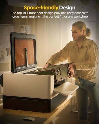 LaserPecker LX2 20W All-in-One Desktop Laser Engraver Cutter, 19.7" x 12" Large Working Area 1000mm/s High-Speed 12MP Camera Class 1 Safety Laser Engraving Machine for Wood Metal Acrylic, Basic Bundle LaserPecker