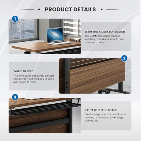 Mobile Conference Table,Modular Meeting Seminar Table,Portable Rolling Conference Training Table with Silent wheels,Folding Flip Top Conference Room Tables for Office,Classroom,Meeting (8pcs, 47.2in) Relgix