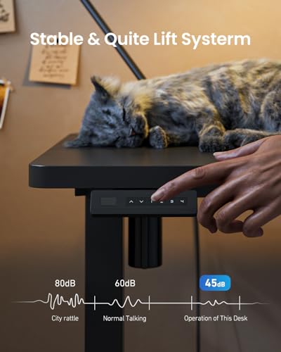 FEZIBO 55×32 inch L Shaped Electric Corner Standing Desk, 4 Memory Height Settings,Home Office & Computer Height Adjustable Table, Ergonomic Sit and Stand Up Workstation with Splice Board,Black Top FEZIBO