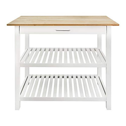 Casual Home Solid Hardwood Top, Natural/White, 40" W (373-91) Kitchen Island, Natural&White - WoodArtSupply