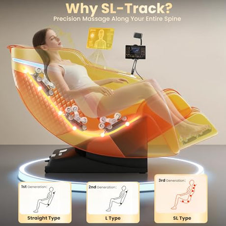 4D Massage Chair Full Body, 55" SL-Track Shiatsu Massage Zero Gravity Recliner Chair W/ Waist & Calves Heat, 18 Modes, 35 Airbags, Body Scan, Calfrest Extension, Foot Rollers, AI & APP Gift for Family Droomeahy