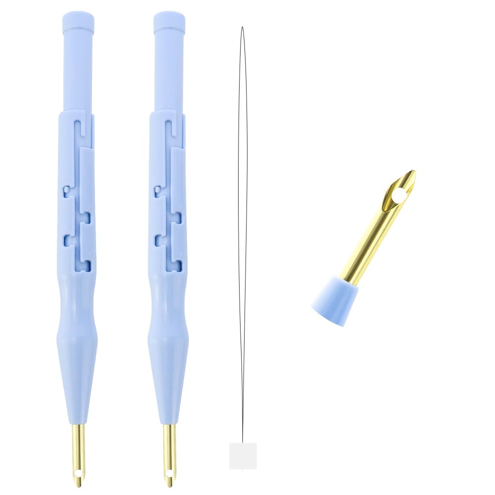 2 Pack Adjustable Embroidery Punch Needle Pen Tool, Felting Threader Needle for Embroidery Rug DIY Handmade Art Crafts Stitching Applique Embellishment WYBG