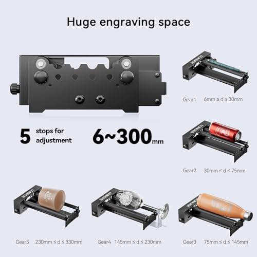 Longer RAY5 20000mW Laser Engraver Machine with Air Assist Kit, Rotary Roller, 8 Pcs Raiser, Camera Kits and Honeycomb Panel 440 * 440mm, DIY, Cutting Tool for Metal Coloring, Acrylic, Wood, Class IV Longer