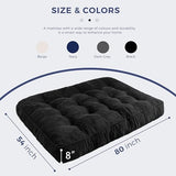 MAXYOYO 8" Futon Mattress, Ultra Thick Futons Sofa Couch Bed, Tufted Full Size Sleeper Sofa Bed for Adults, Shredded Foam Filling (Frame Not Included), Black MAXYOYO