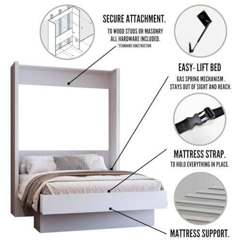 Oakland Living Easy-Lift Full Murphy Wall Bed in White with Shelf Oakland Living