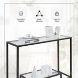 Yaheetech 42 Inch Console Table, Tempered Glass Entryway Table, 2-Tier Sofa Tables with Storage Shelves, Entrance Tables for Hallway Living Room, Black Yaheetech
