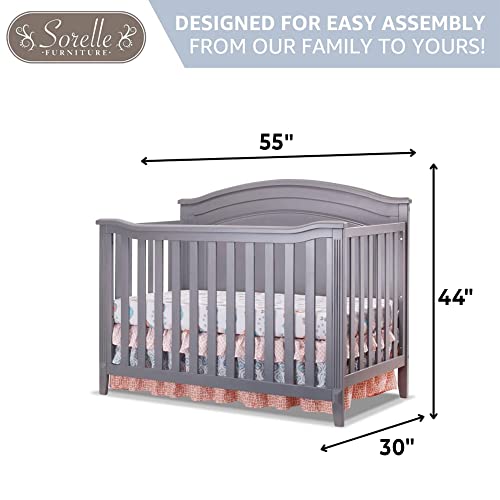 SORELLE FURNITURE Berkley Round Top Crib, Classic 4-in-1 Convertible Crib, Made of Wood, Non-Toxic Finish, Wooden Baby Bed, Toddler Bed, Child’s Daybed and Full-Size Bed, Nursery Furniture-Gr - WoodArtSupply