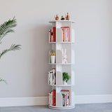 4-Tier Rotating Bookshelf Organizer by EasyCom - Space-Saving Floor Standing Bookcase in White EasyCom