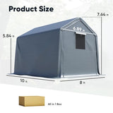 Quictent 8x10FT Carport Shelter Storage Shed with Roll-Up Mesh Windows, Heavy Duty Portable Garage for Motorcycle, ATV, Garden Tools Waterproof Storage Tent with Reinforced Frame, Dark Gray Quictent