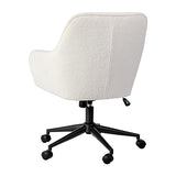 Martha Stewart Rayna Swivel Task Chair with Flared Arms for Home Office in White Boucle with Oil Rubbed Bronze Frame Martha Stewart