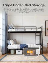 Miscoos Full XL Over Queen Bunk Beds for Adults, Heavy-Duty Metal Bunk Bed Frame with Non-Slip Ladder and Safety Full-Length Guardrails for Kids Teens Adults, Space-Saving, Black Miscoos