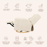 Kiwi Glider Recliner w/Electronic Control and USB | in Almond Teddy Loop w/Light Wood Base, Greenguard Gold Certified