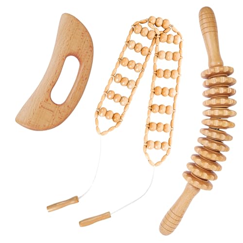 Dukucr 3Pcs Wood Therapy Massage Tools Lymphatic Drainage Massager Wooden Massager Body Sculpting Tools for Maderoterapia,Anti-Cellulite,Pain Relief Dukucr