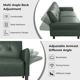 COPIAE 89” Futon Sofa Bed,Futon Couch Bed with 2 Square Pillows,Convertible Sleeper Sofa with Adjustable Backrest& Armrests, Modern Loveseat Sleeper for Living Room, Bedroom,Faux Leather Green COPIAE