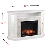 SEI Furniture Redden Faux Stone Corner Convertible Electric Fireplace with Media Storage, New Fresh White SEI Furniture