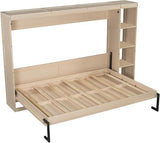 Virubi Full Horizontal Murphy Bed with Storage Shelves,Wood Fold Up Modern Murphy Wall Bed Cabinet with Storage Bookcase for Adults (Natural,Full) Virubi