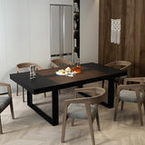 Hitow Dining Table for 8-10 People, 86.6-Inch Rectangular Wood Kitchen Table with Thicken Tabletop, Office Conference Room Table, Dining Room Living Room Table, Brown & Black Hitow