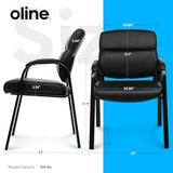 Oline Leather Guest Chair with Padded Arms, Reception Meeting Conference Waiting Room Lobby Home Desk Big and Tall Executive Office Chair, Black (4 Pack) Oline
