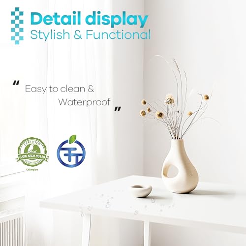 Kaboon White Table Top 23.62" D x 55" W, Solid One-Piece Desktop, Universal Wood Countertop, Reversible Laminate Top, Double Desks, L-Desk DIY, for Home and Commercial Kaboon
