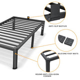 14 Inch Twin Bed Frame, Metal Platform Bed Frame with Round Corner Legs, 3500 lbs Heavy Duty Steel Slats Support, No Box Spring Needed, Noise Free, Easy Assembly, Black Superay