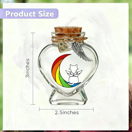 Chowsie Memorial Bottle for Pet Hair, Rainbow Bridge Dog Memorial Gift, Pet Fur Memorial Fur Keepsake, Heart Shape Glass Keepsake for Dog Cat Hair(Cats) Chowsie