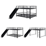 Harper & Bright Designs Full Over Full Metal Bunk Bed with Slide, Heavy Duty Bunk Bed with Small Door, Fence and Ladder for Girls Boys, Black Harper & Bright Designs