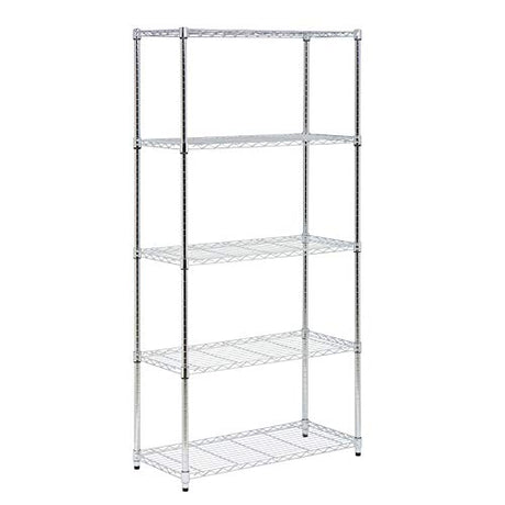 Honey-Can-Do 5-Tier Adjustable Shelving Unit, Chrome SHF-09685 Chrome, 1750lbs (350-lb Weight Capacity Per Shelf) Honey-Can-Do