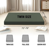 PrinceDeco Full Mattress Cover for Traditional Japanese Futon Mattress, Soft and Snug Futon Cover for Sleeper Sofa Bed/Folding Mattress Couch with Zipper, Machine Washable, Loden Green PrinceDeco