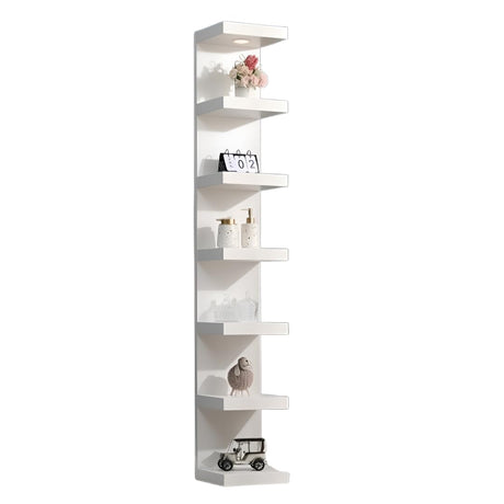 UrbanNook 7-Tier Floating Wall Shelf with LED Lights – White Modern Display Shelving Unit with Remote Control – Wall Mounted Bookshelf for Living Room, Bedroom, or Office Decor UrbanNook