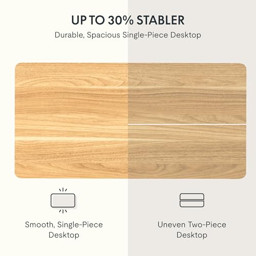 FLEXISPOT EN2 Whole-Piece Standing Desk with Clamp Power Strip, 48 x 24 Electric Stand Up Height Adjustable Desk with Cable Management (White Frame + 48" Maple Top) FLEXISPOT