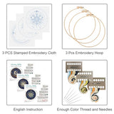 Louise Maelys 3 Set Tarot Embroidery Kits for Beginners,Cross Stitch Kit for Adults,Starters DIY Needlepoint Including Embroidery Cloth with Sun Moon Star Evil Eye Pattern and Instructions