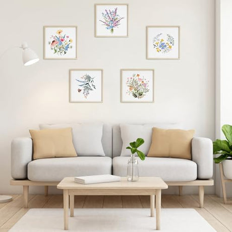 ERKOON Embroidery Kit for Beginners, 5 Sets Flower Cross Stitch Set for Adults Include Embroidery Cloth Hoops Threads for Craft Lover Hand Stitch with Skill Techniques (Flower) ERKOON