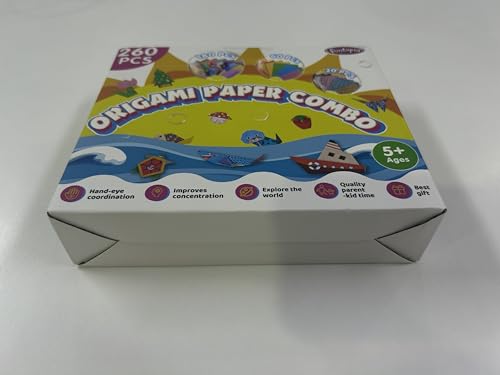 Origami Kit for Kids Ages 5-8 8-12, 260 Sheets Origami Paper with 99 Patterns and Guiding Book, Funtopia DIY Craft Art Projects Supplies for Boys Girls, Travel School Vacation Activities Toy Funtopia