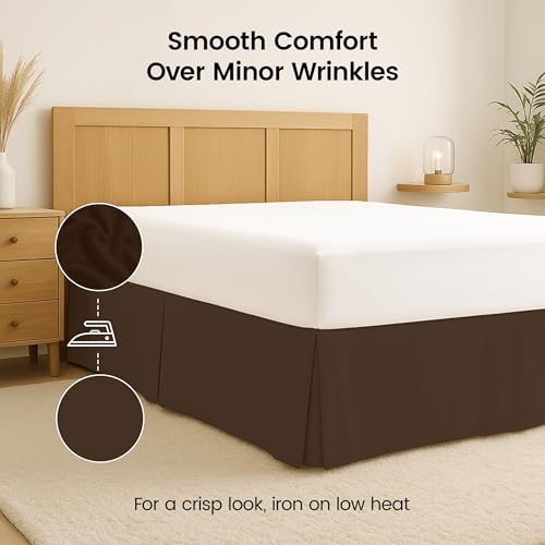 Utopia Bedding Full Bed Skirt - Soft Quadruple Pleated Ruffle - Easy Fit with 16 Inch Tailored Drop - Hotel Quality, Shrinkage and Fade Resistant (Full, Brown) Utopia Bedding