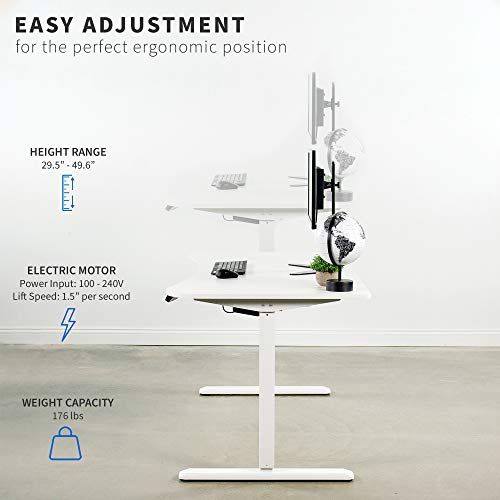 VIVO Electric Height Adjustable 63 x 32 inch Memory Stand Up Desk, White Table Top, White Frame, Touch Screen Preset Controller, 2E Series, DESK-KIT-2E1W VIVO