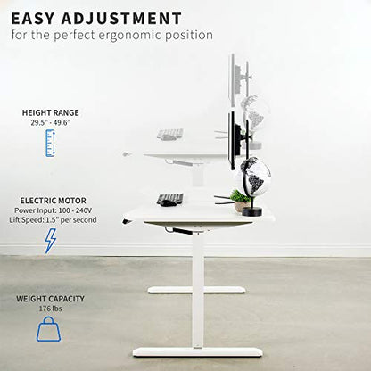 VIVO Electric Height Adjustable 63 x 32 inch Memory Stand Up Desk, White Table Top, White Frame, Touch Screen Preset Controller, 2E Series, DESK-KIT-2E1W - WoodArtSupply