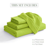 Elegant Comfort Luxurious 1500 Premium Hotel Quality Microfiber Three Line Embroidered Softest 4-Piece Bed Sheet Set, Wrinkle and Fade Resistant, Queen, Lime Elegant Comfort