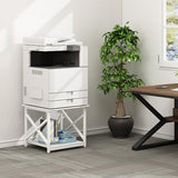 Fannova 23.6 x 23.6 Inches Large Printer Stand, 2 Tier Square Printer Table with Storage Shelf for Home Office, Multi-use Rolling Cart with Wheels for Laser Printer, 3D Printer and Mini Fridge - White Fannova